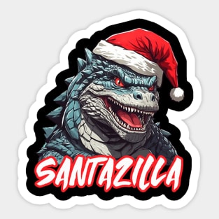 Santazilla Japanese Monster Kaiju Christmas Sticker